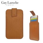 Guy Laroche Slide Leather Card Holder GL-VE-003 – Vegetable Tanned Cowhide, Minimal French Design, 5-Card Capacity _ Made in KOREA